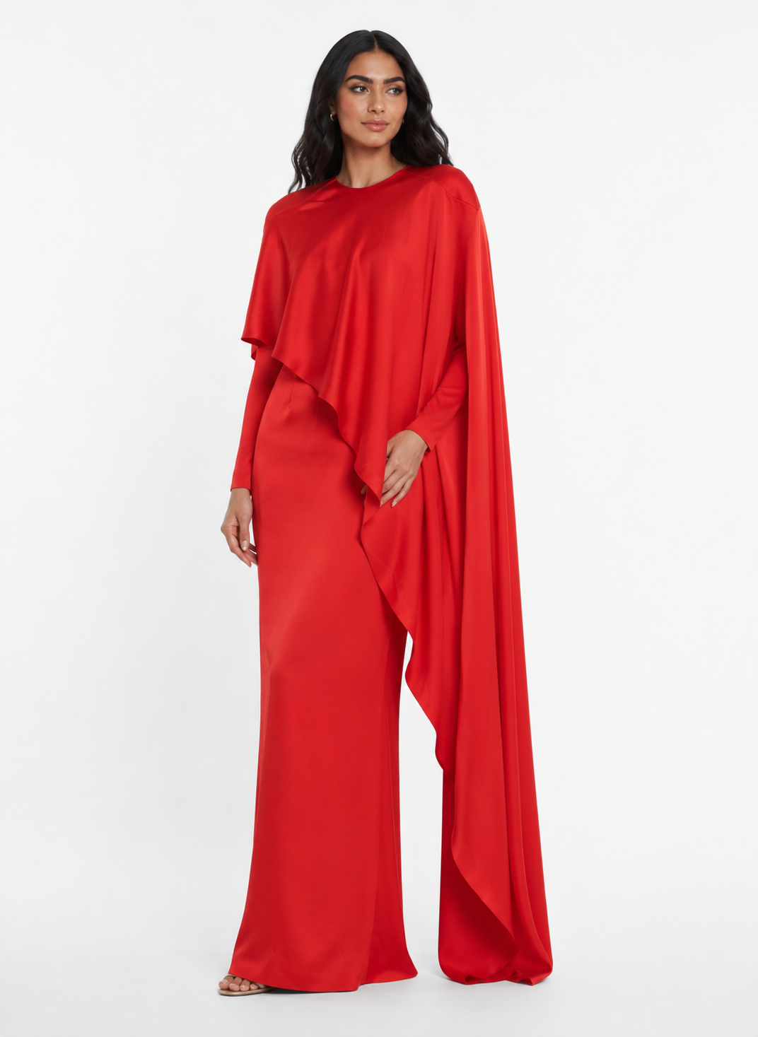 asymmetric draped maxi dress – Crimson Color:SAGE Edo Landscape Maxi Shirt layers quinceanera dress offering a sophisticated edge