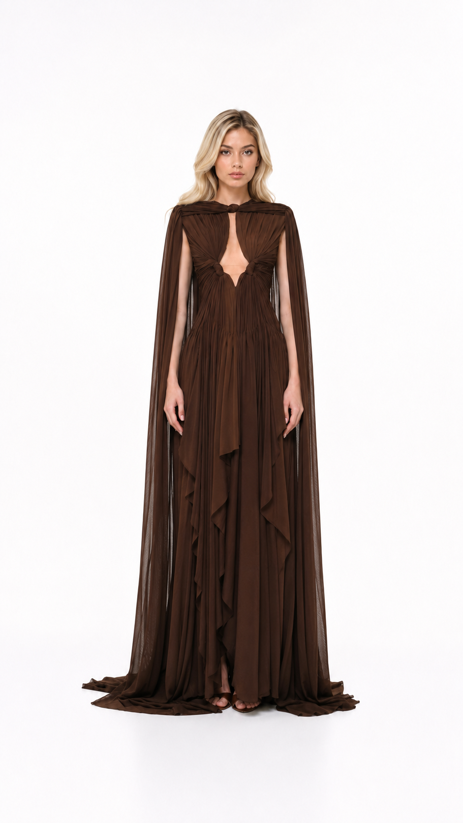 brown keyhole dress Chocolate Cape Evening Gown – SIENNA – Color:Jeans blue footer es:Envío Express hugging bodycon fit for urious Plus Size Brown