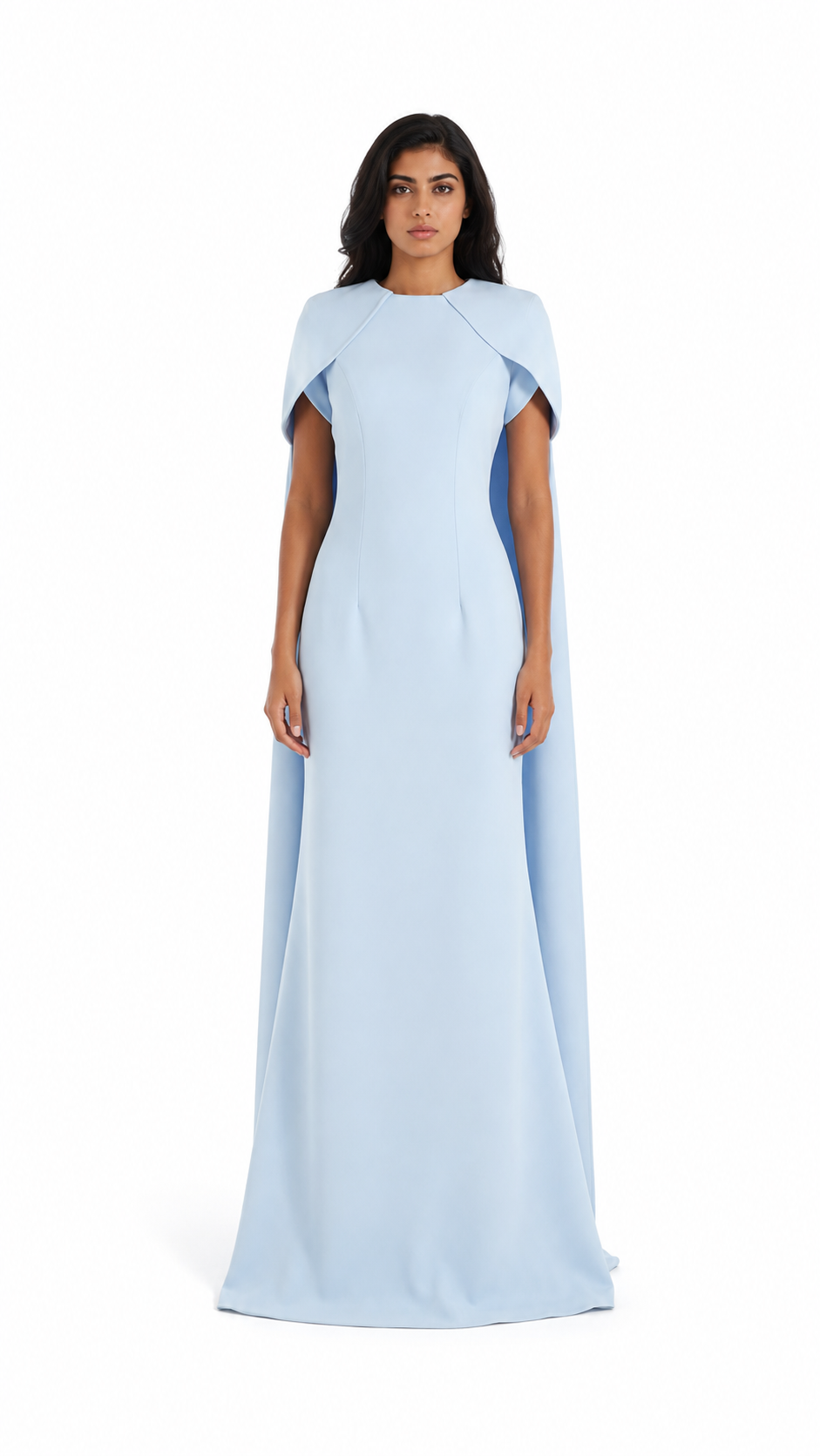 Sky Blue Cape Sleeve Mermaid Evening Gown – AZURA –