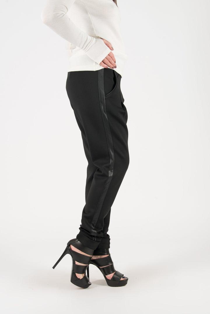 Black Neoprene Tight Pants, Black Elegant leggings, Pants & Leggings