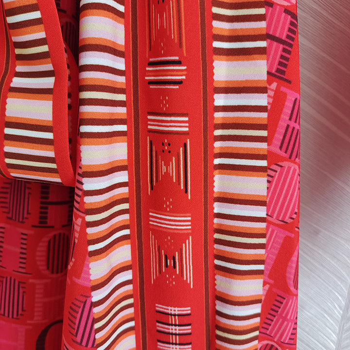 printed belted shirt dress with long sleeves – Adrertu