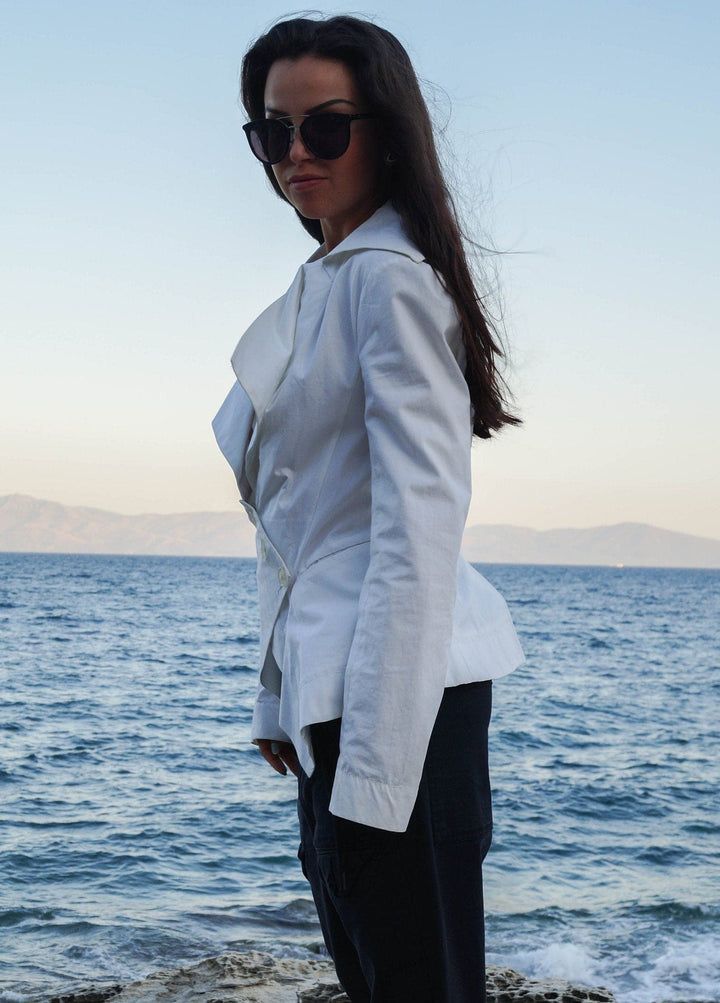 White cotton formal jacket F1872