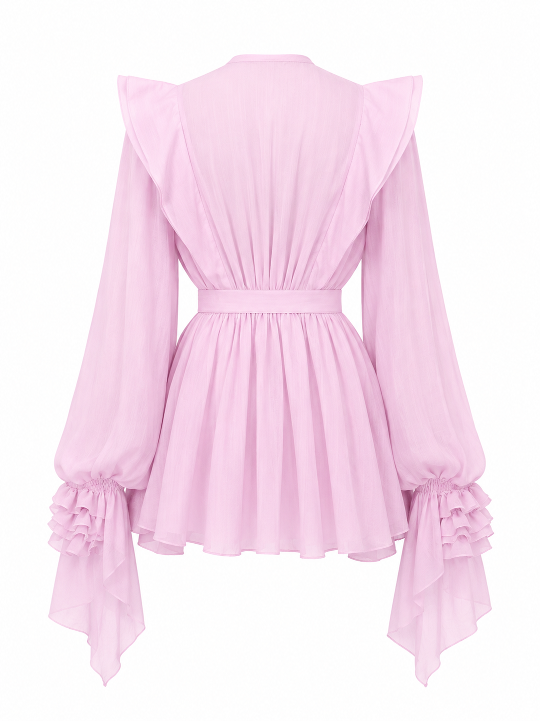 ruffled chiffon mini dress with waist tie – SOLENA