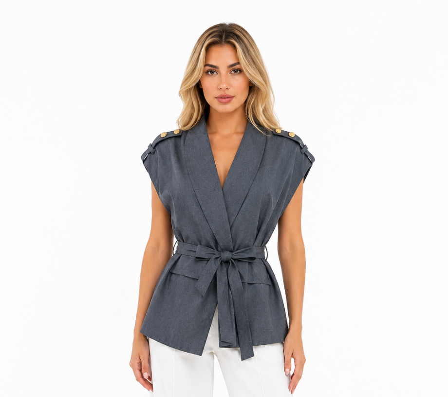 Draped Belted Vest Top - Aspen