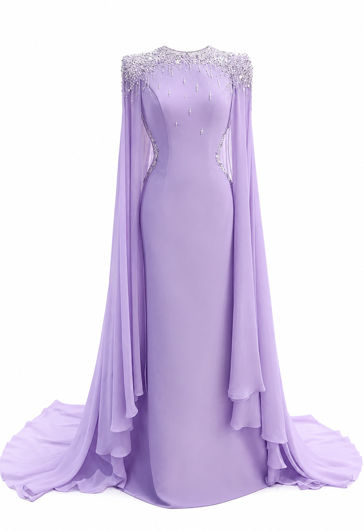 Crystal Cape Gown – Lavender