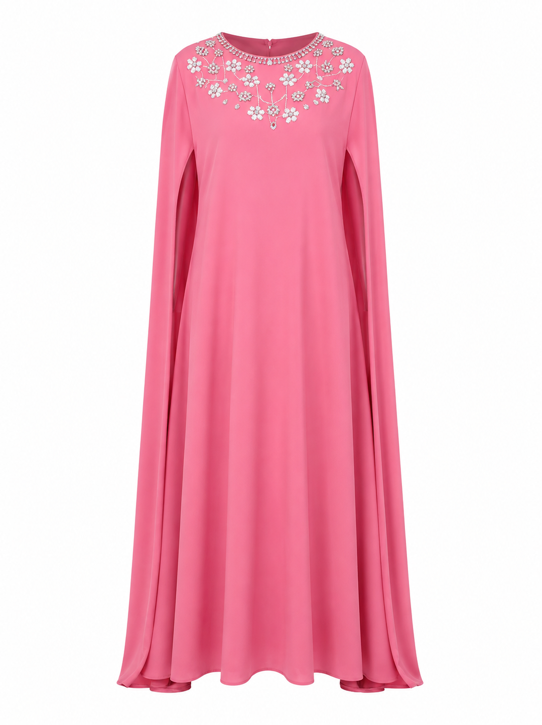 Pink Crystal-Embellished Cape Gown – Blossom