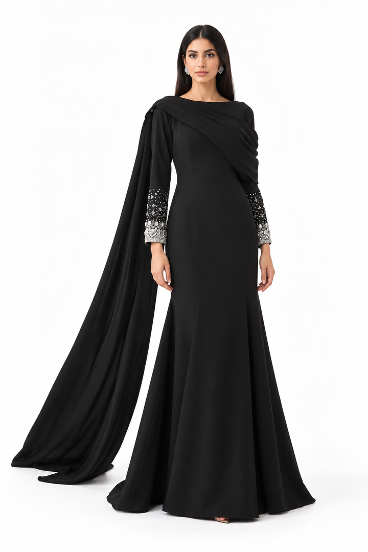 Crystal Cuff Draped Cape - Prestige