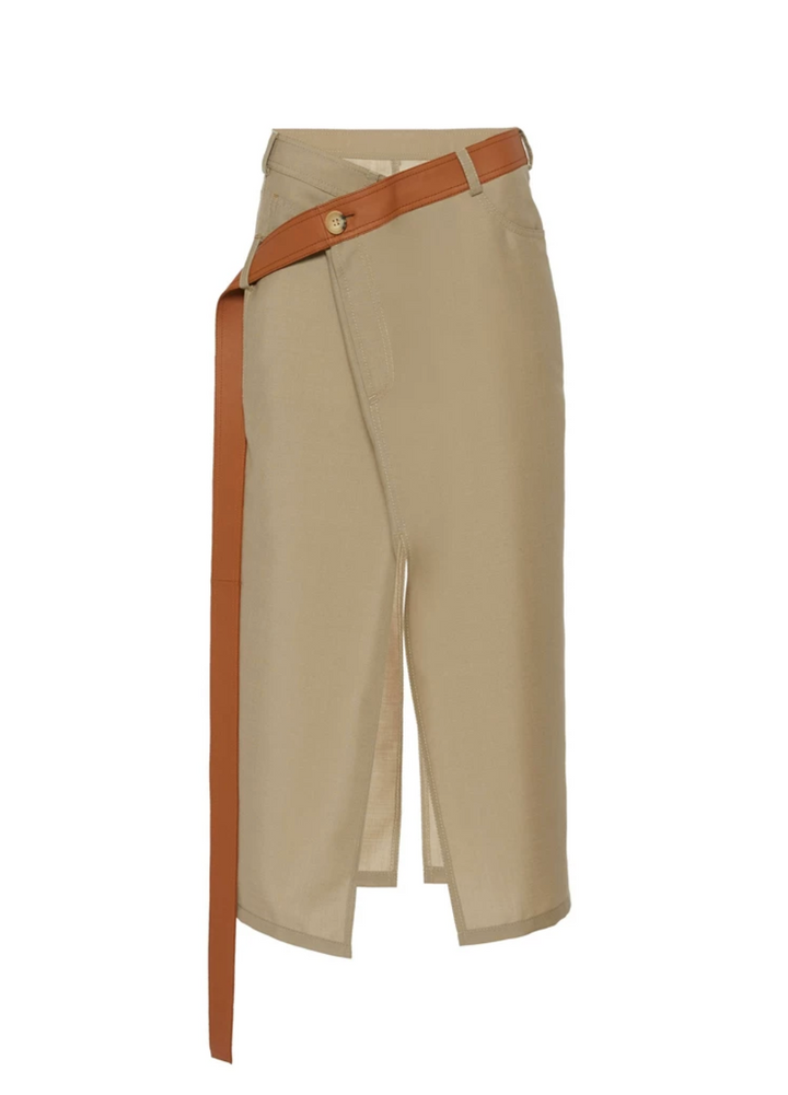 Asymmetric Belted Midi Skirt – Terra