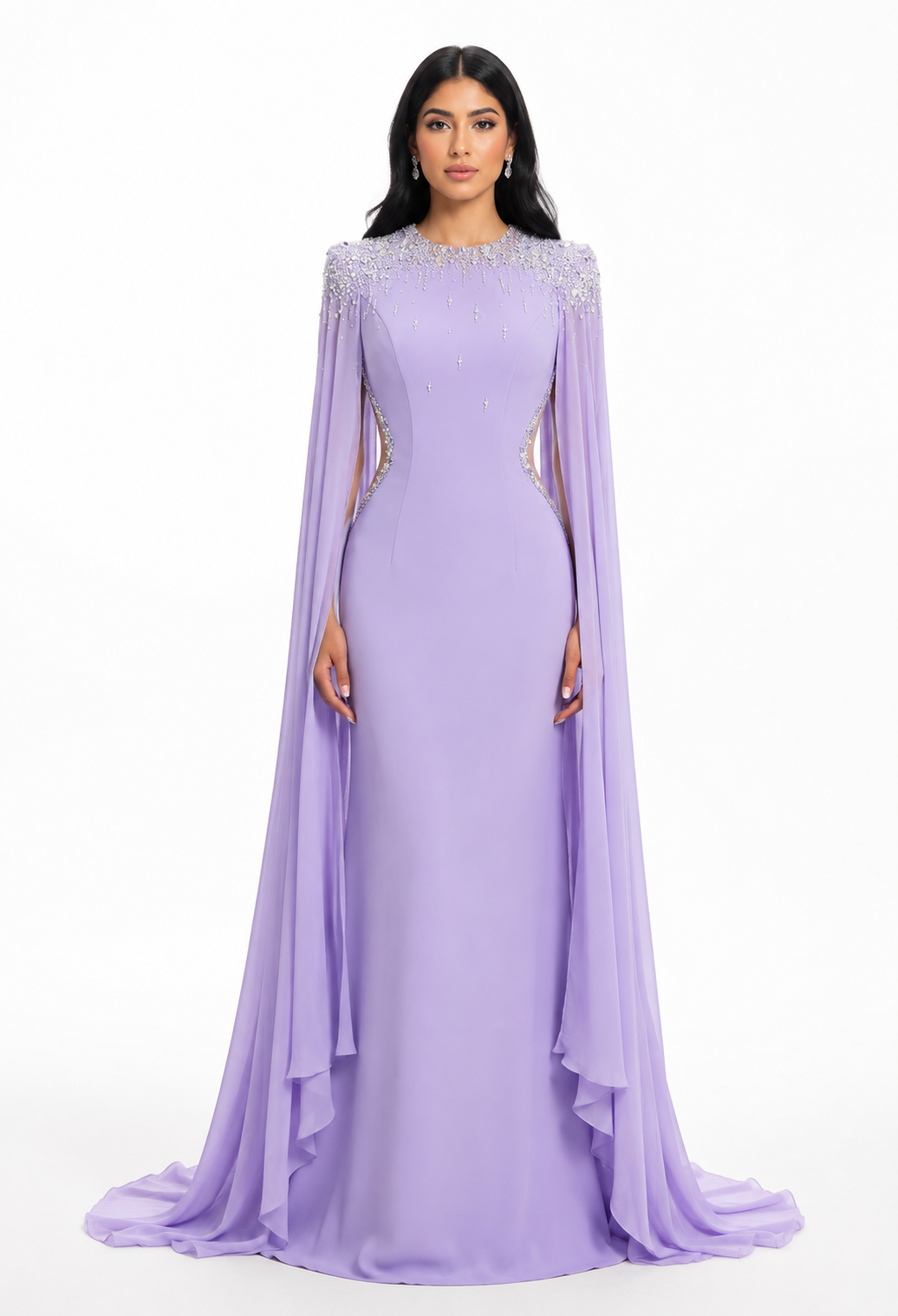 Crystal Cape Gown – Lavender