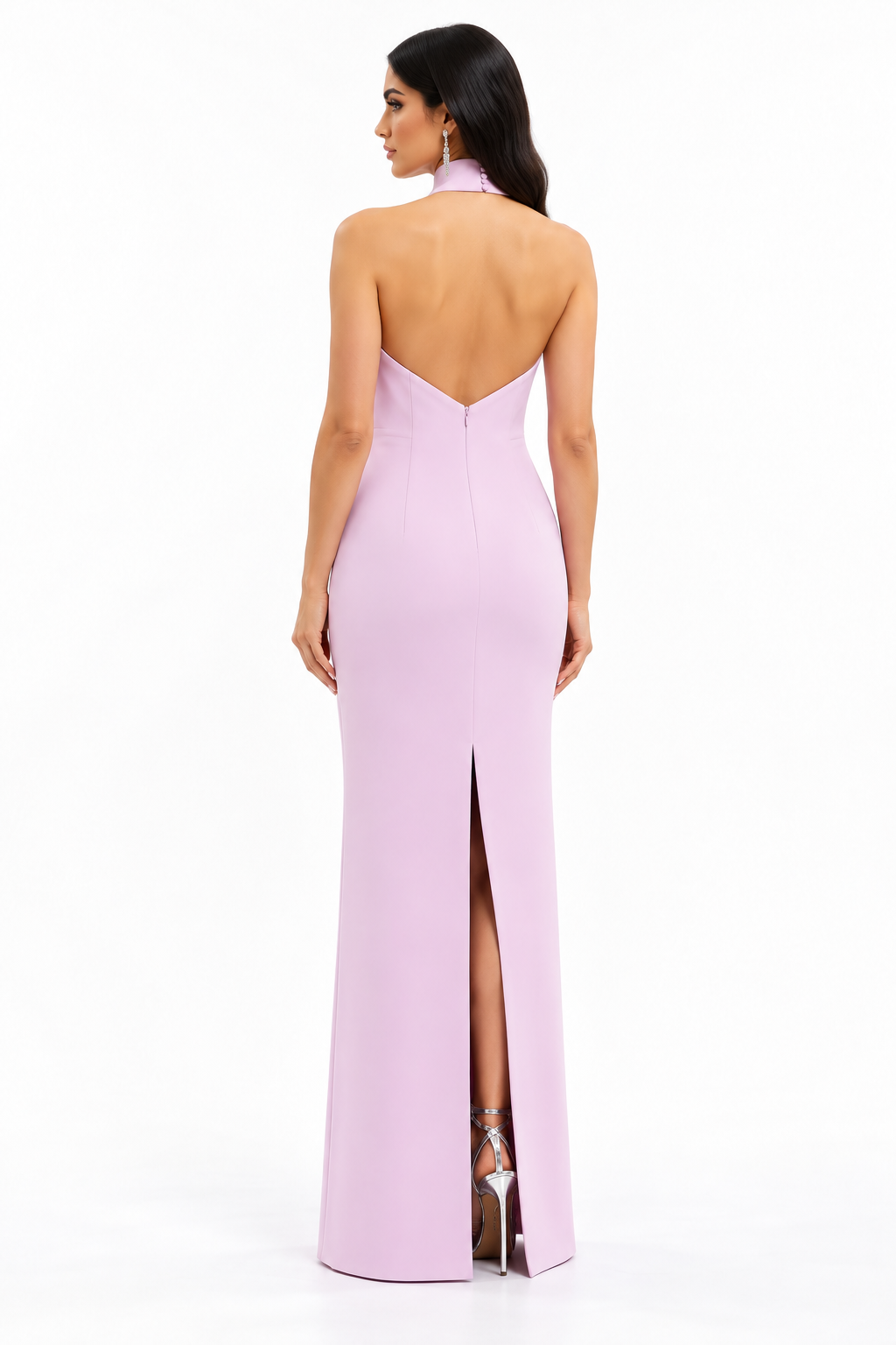 Blush Crystal Halter Gown -Roselique