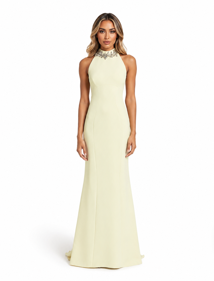 Embellished Halter-Neck Gown - Celeste