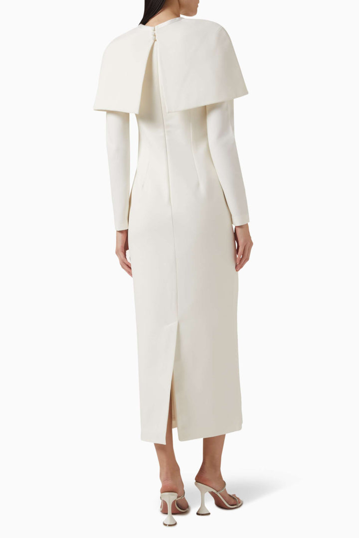 فستان عمودي بأكمام طويلة مع غطاء رأس منظم – إسمي