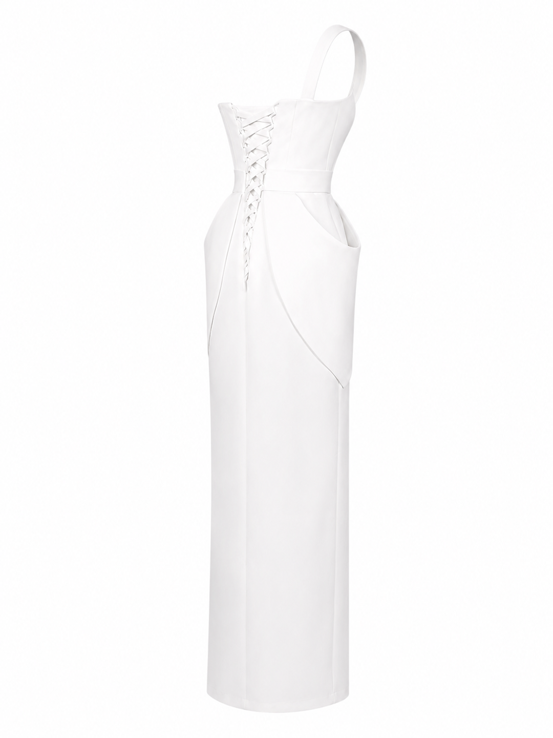 One-Shoulder Bow Column Dress - Ivory