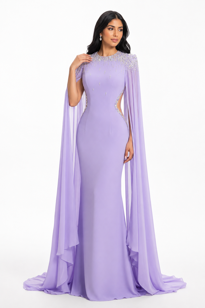 Crystal Cape Gown – Lavender