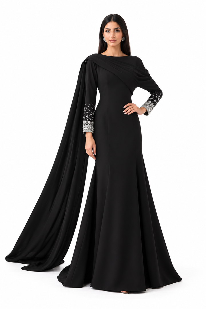 Crystal Cuff Draped Cape - Prestige