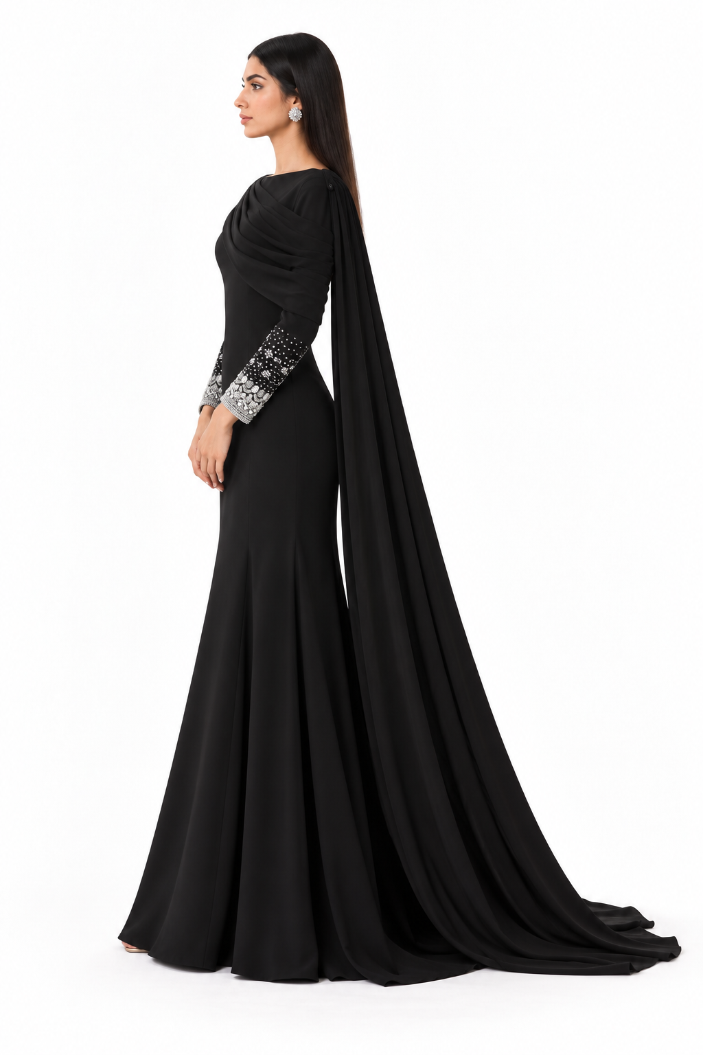 Crystal Cuff Draped Cape - Prestige