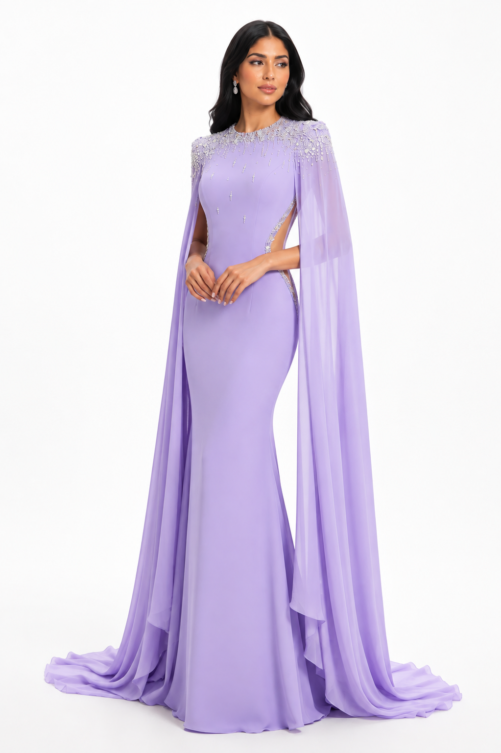 Crystal Cape Gown – Lavender