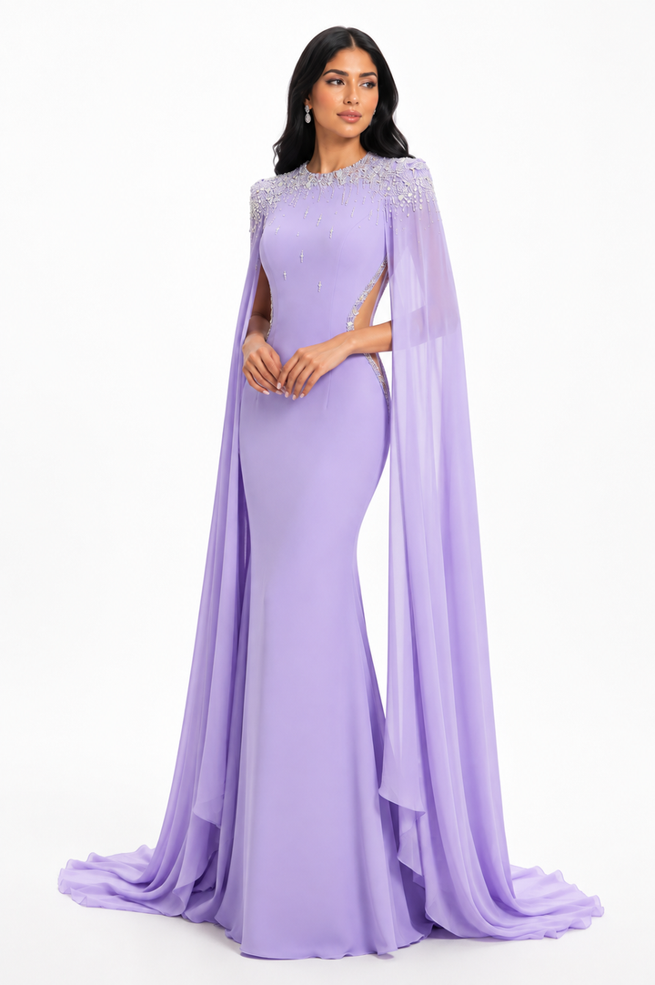 Crystal Cape Gown – Lavender