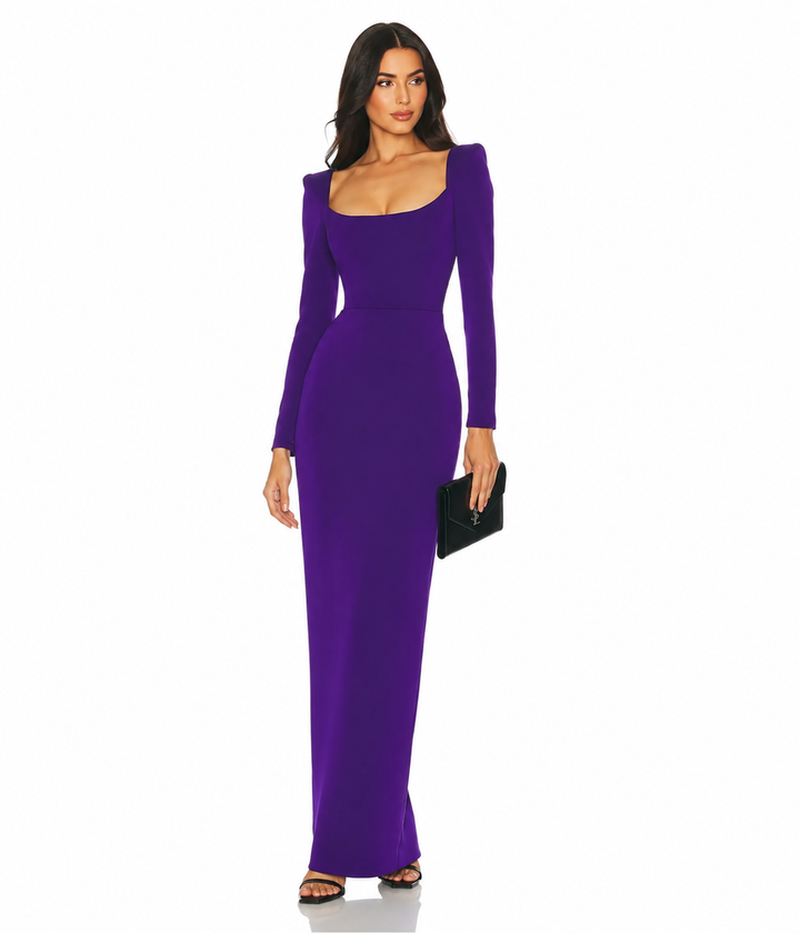 Square-Neck Column Gown – Amethyst