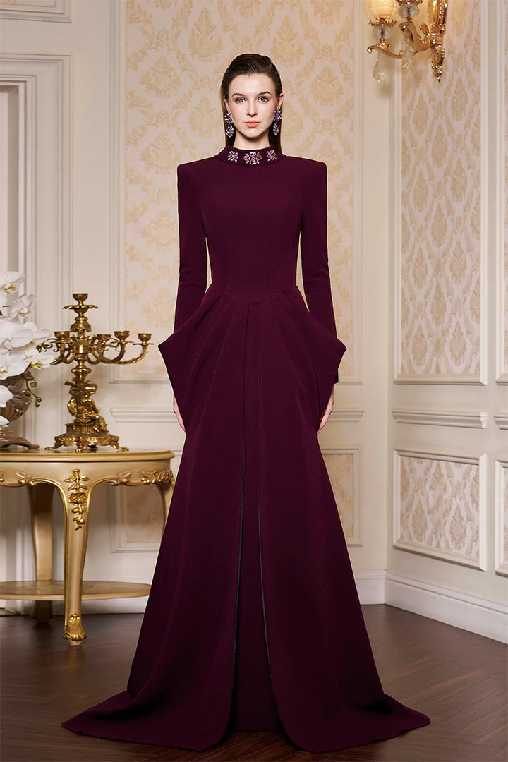 structured mermaid gown with sculpted waist panels – LYSANDRA