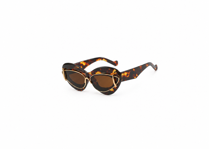 Rechteckige Sonnenbrille mit einem Rahmen mit geometrischen Akzenten - Lrtia 