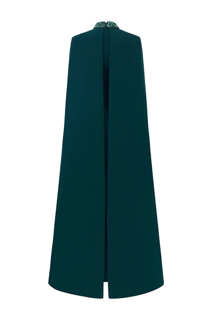 high-neck cape gown with beaded collar – ALLUREE