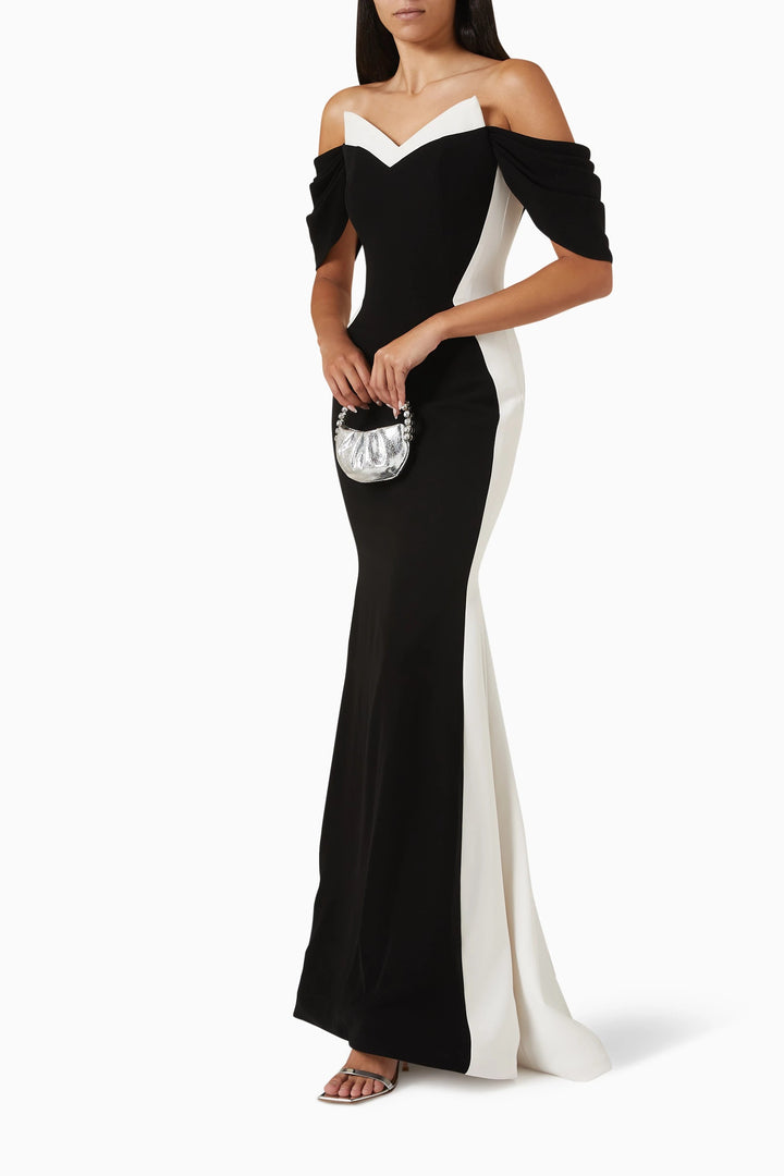off-shoulder two-tone mermaid gown – NOIRIA