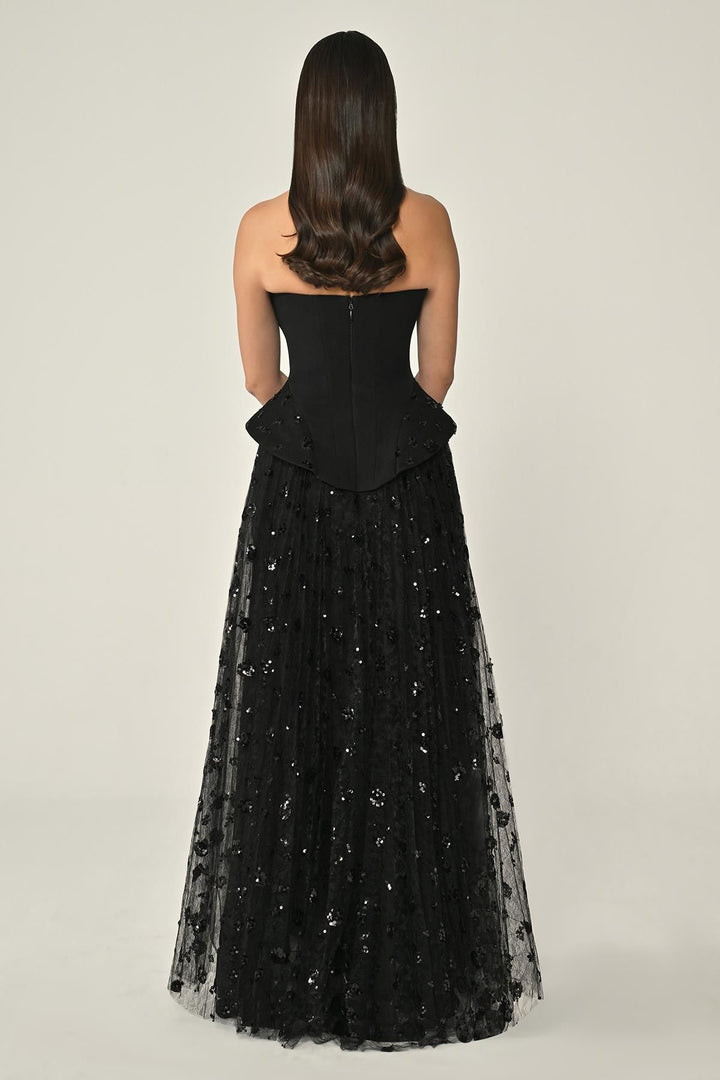 strapless corset gown with sequin tulle skirt – VERA