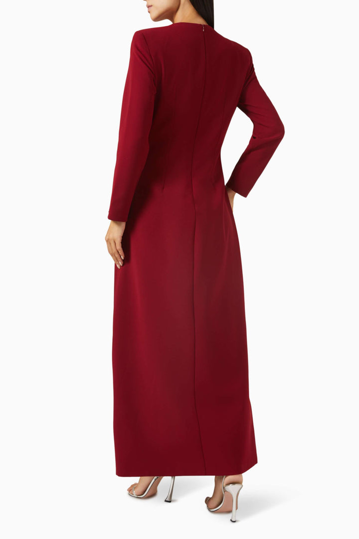 Embellished long-sleeve gown with crystal accents – RUBYE