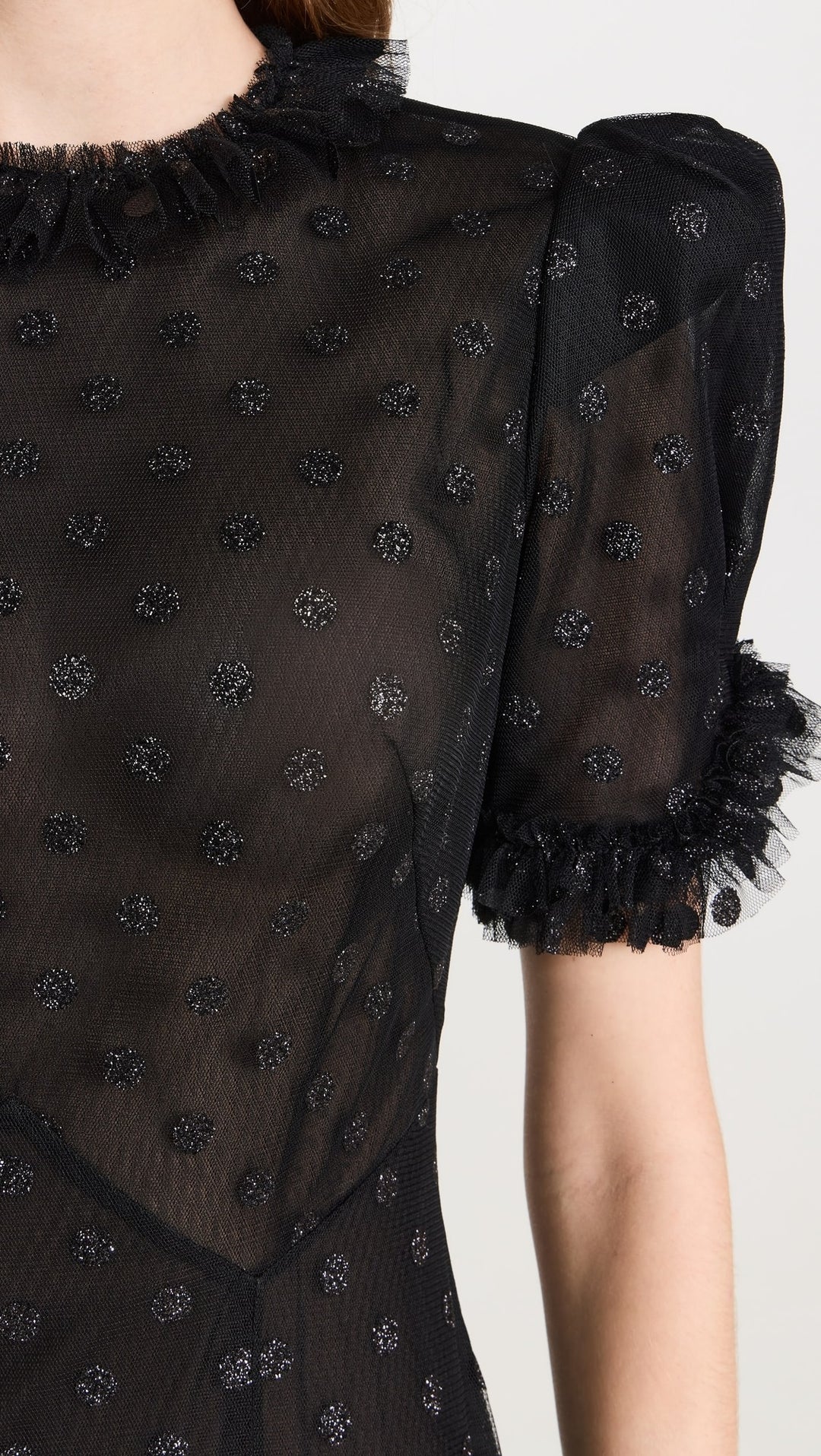 ruffled tulle gown with puff sleeves – VIENEI