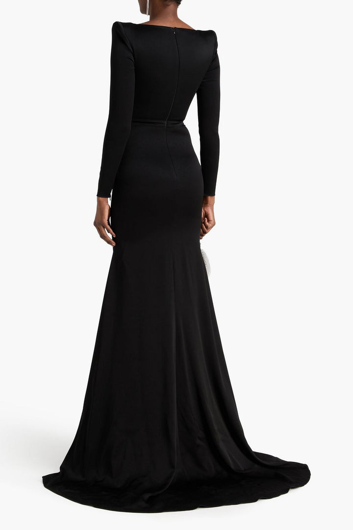 sculpted sweetheart long-sleeve gown with train – NOIRA