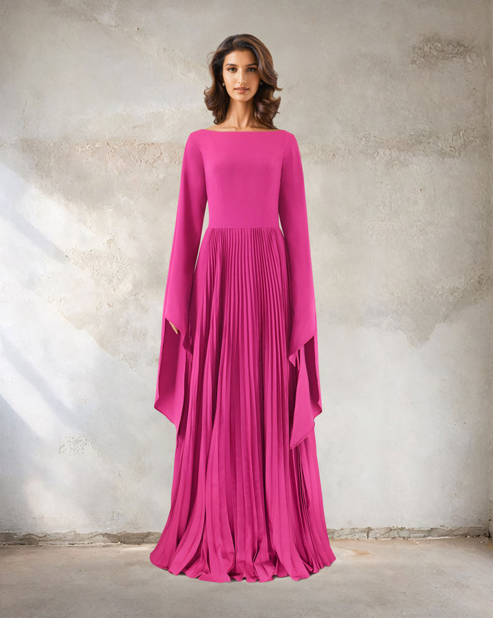 Long sleeve pleated skirt dress - Kaviy