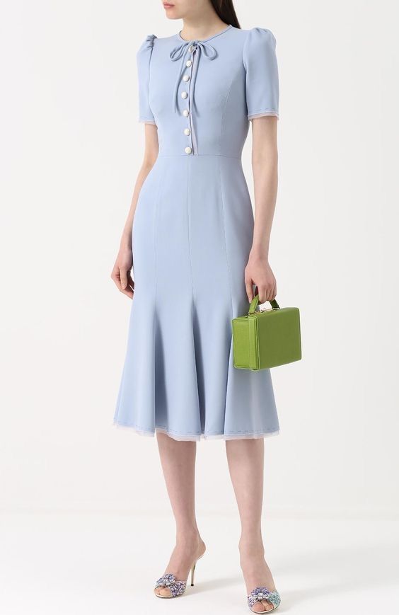 bow-tie midi dress with pearl buttons – ELIIRA