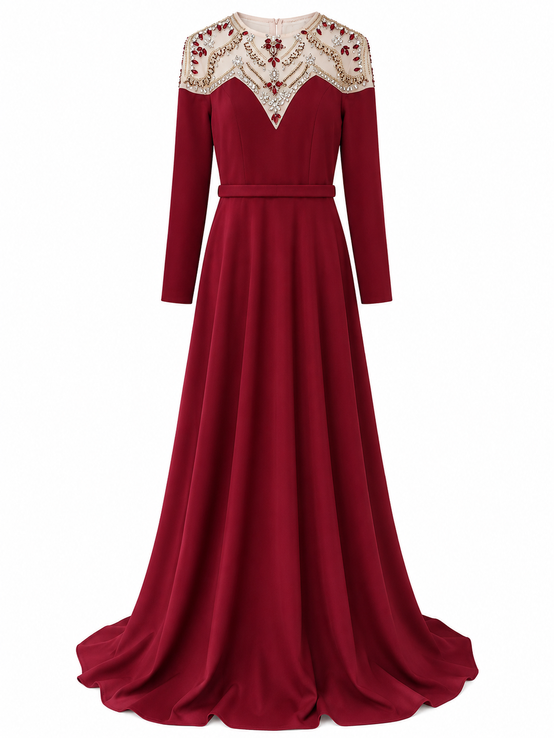 Ruby Regal Embellished Evening Gown - Majesty