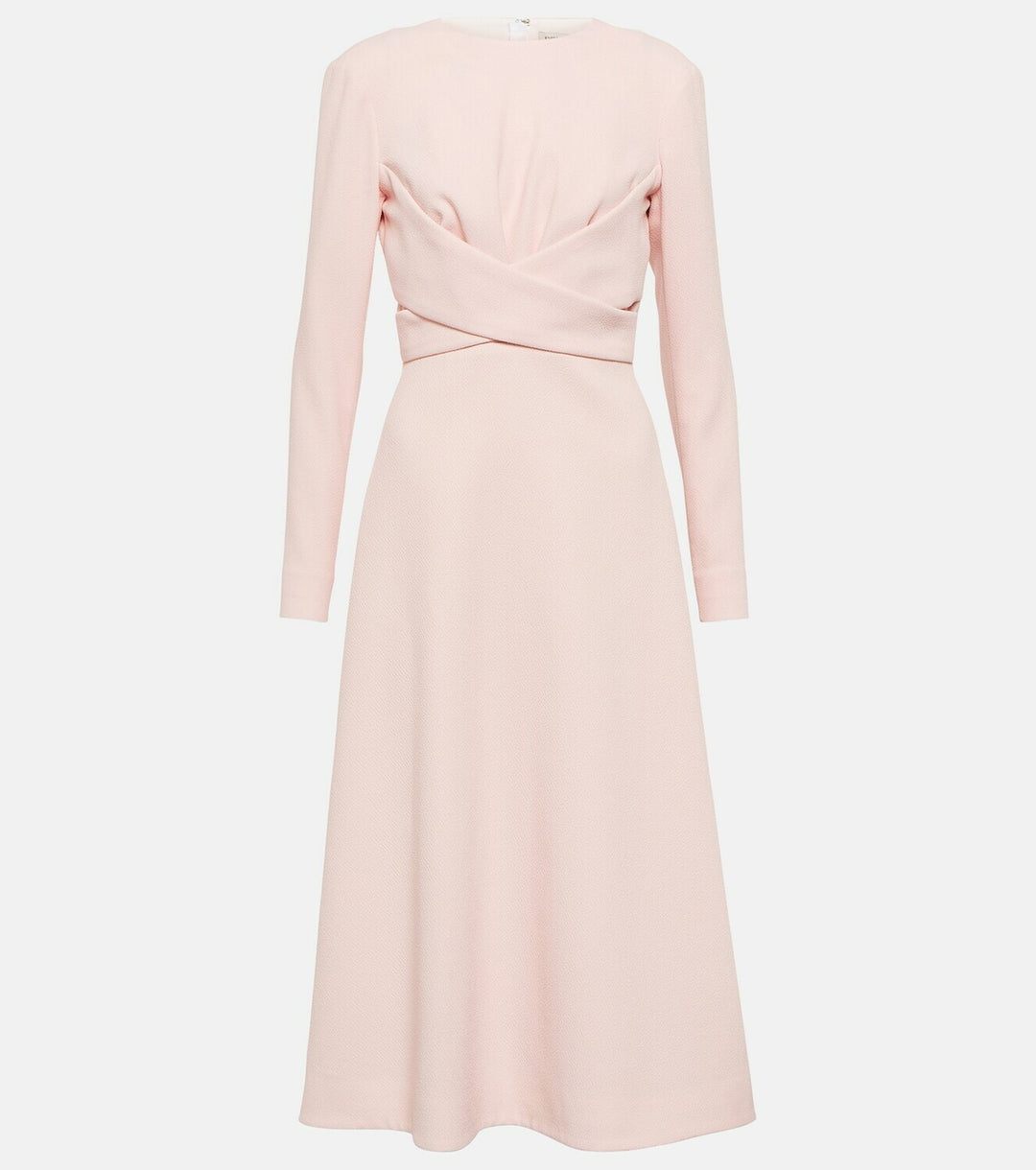 long-sleeve midi dress with draped waist – SILVEN