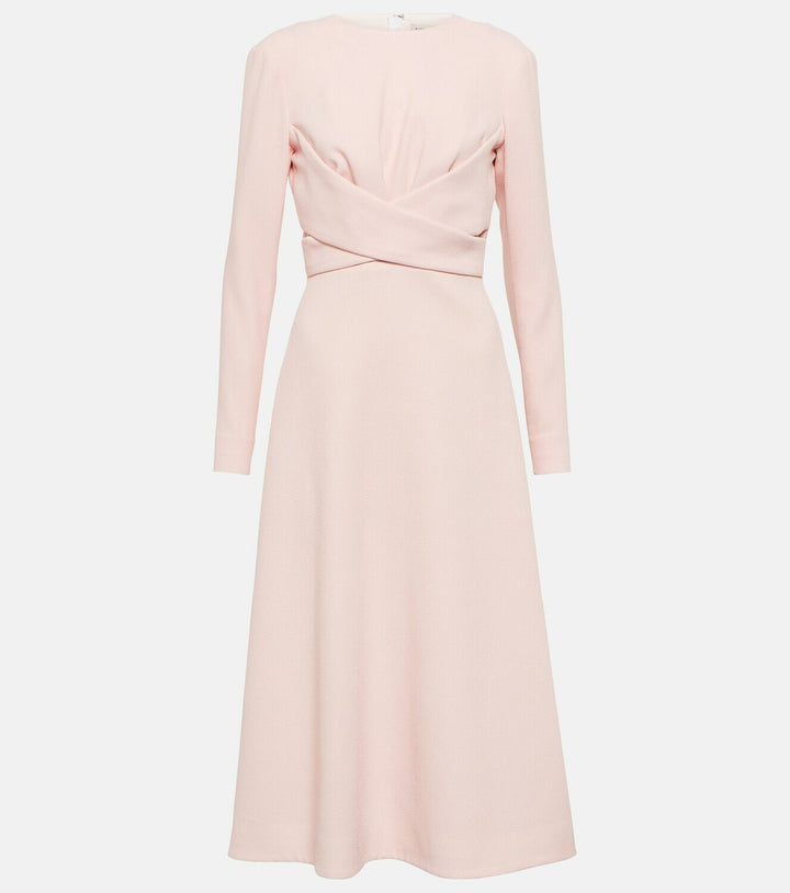 long-sleeve midi dress with draped waist – SILVEN