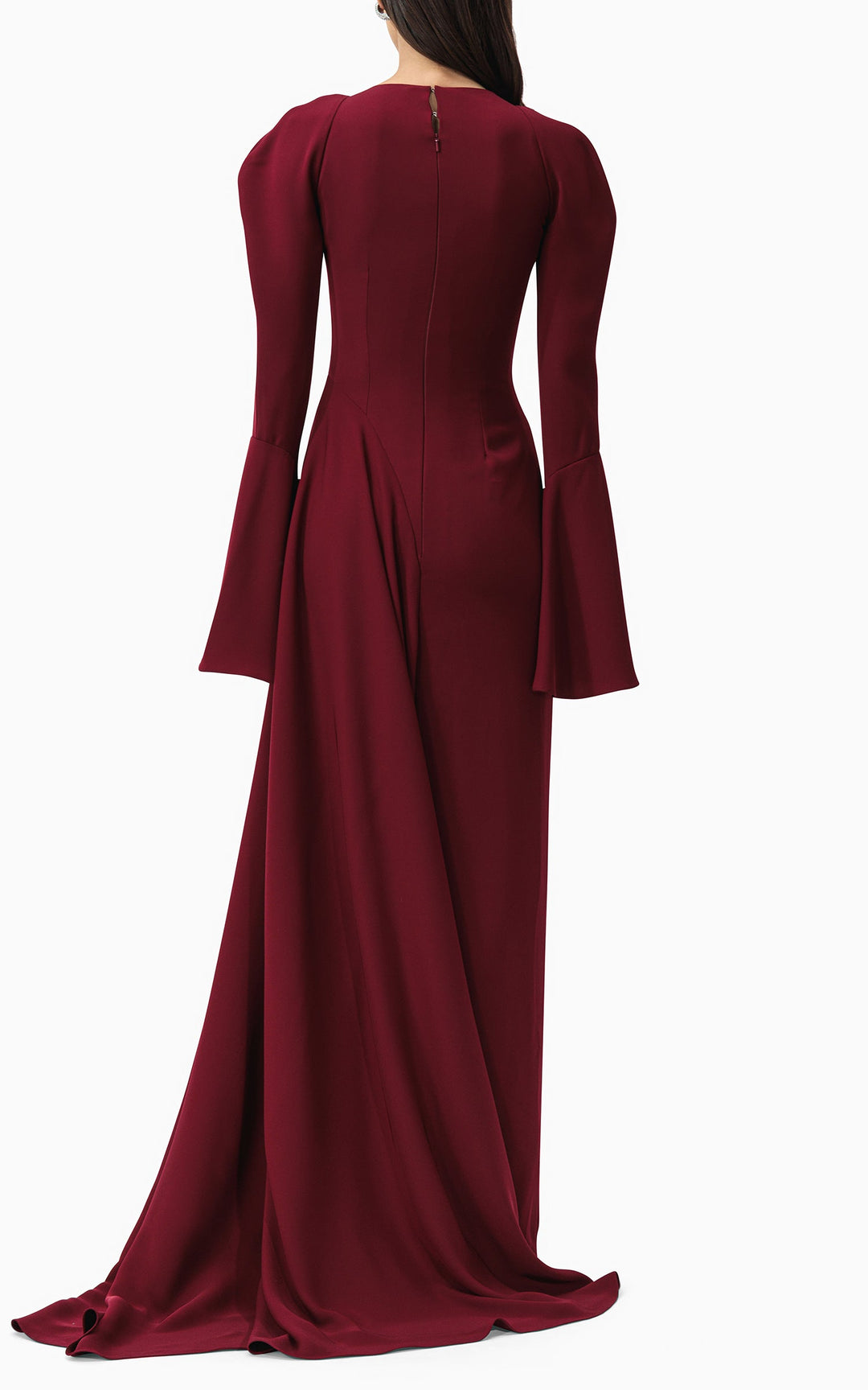 long-sleeve gown with puffed shoulders and flared cuffs – SERENA