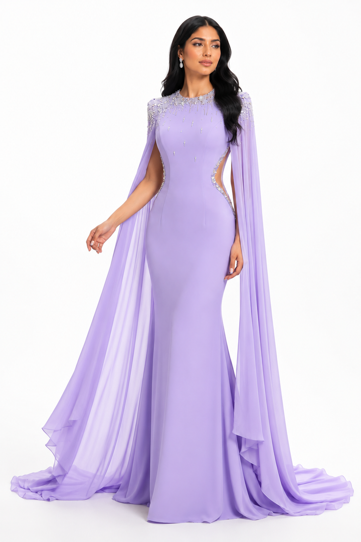 Crystal Cape Gown – Lavender