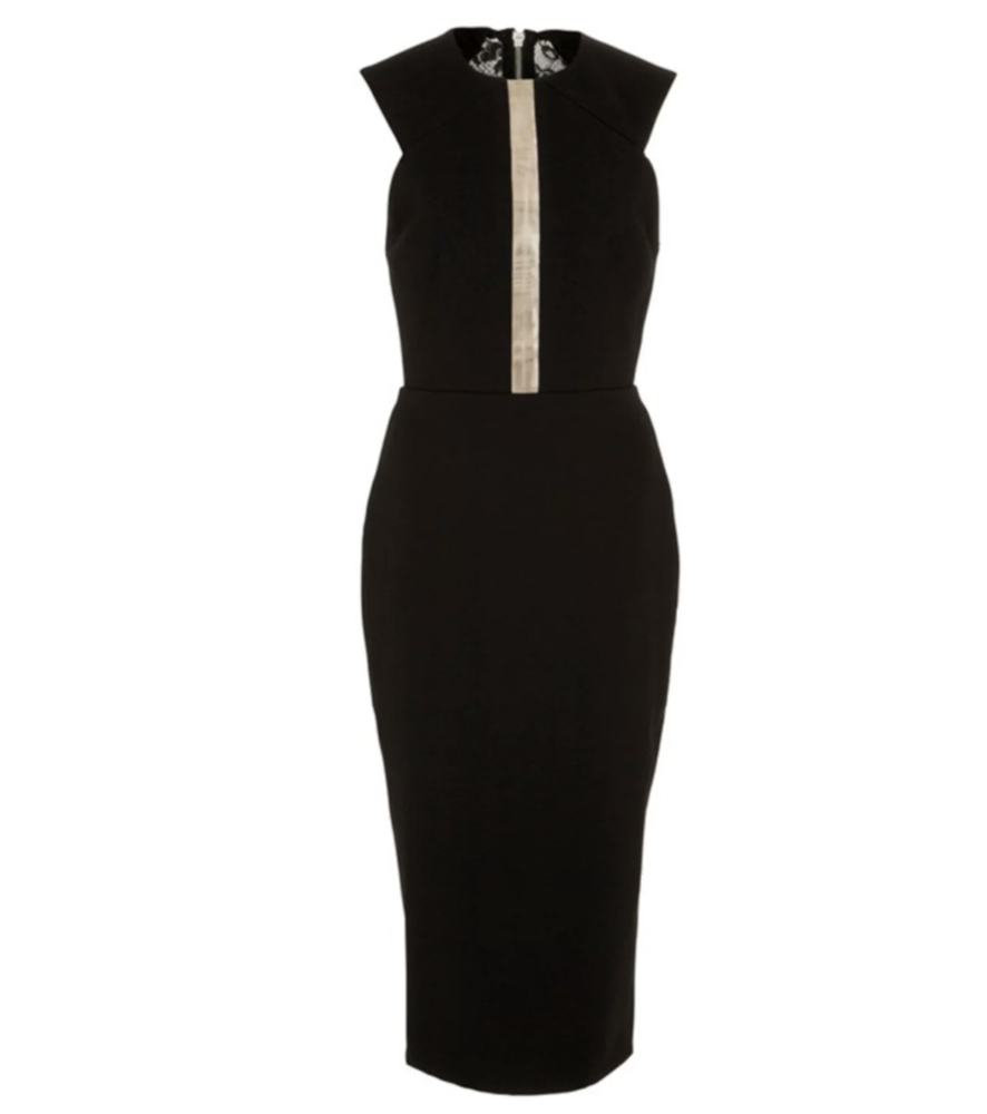 Black Sleeveless Illusion Panel Midi Dress – NOIRELLE