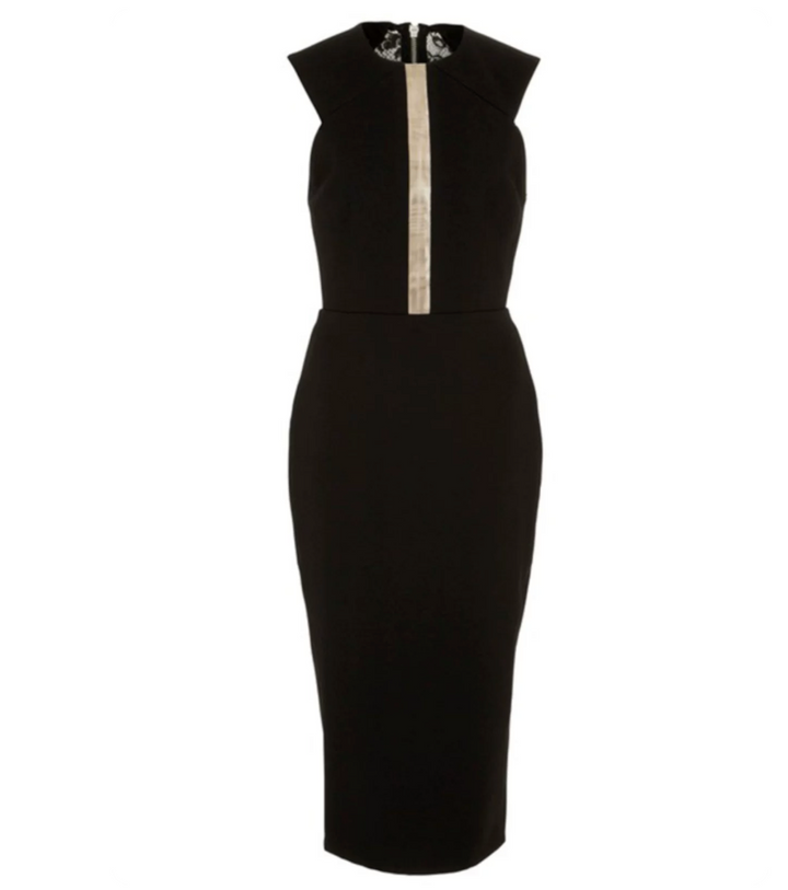 Black Sleeveless Illusion Panel Midi Dress – NOIRELLE