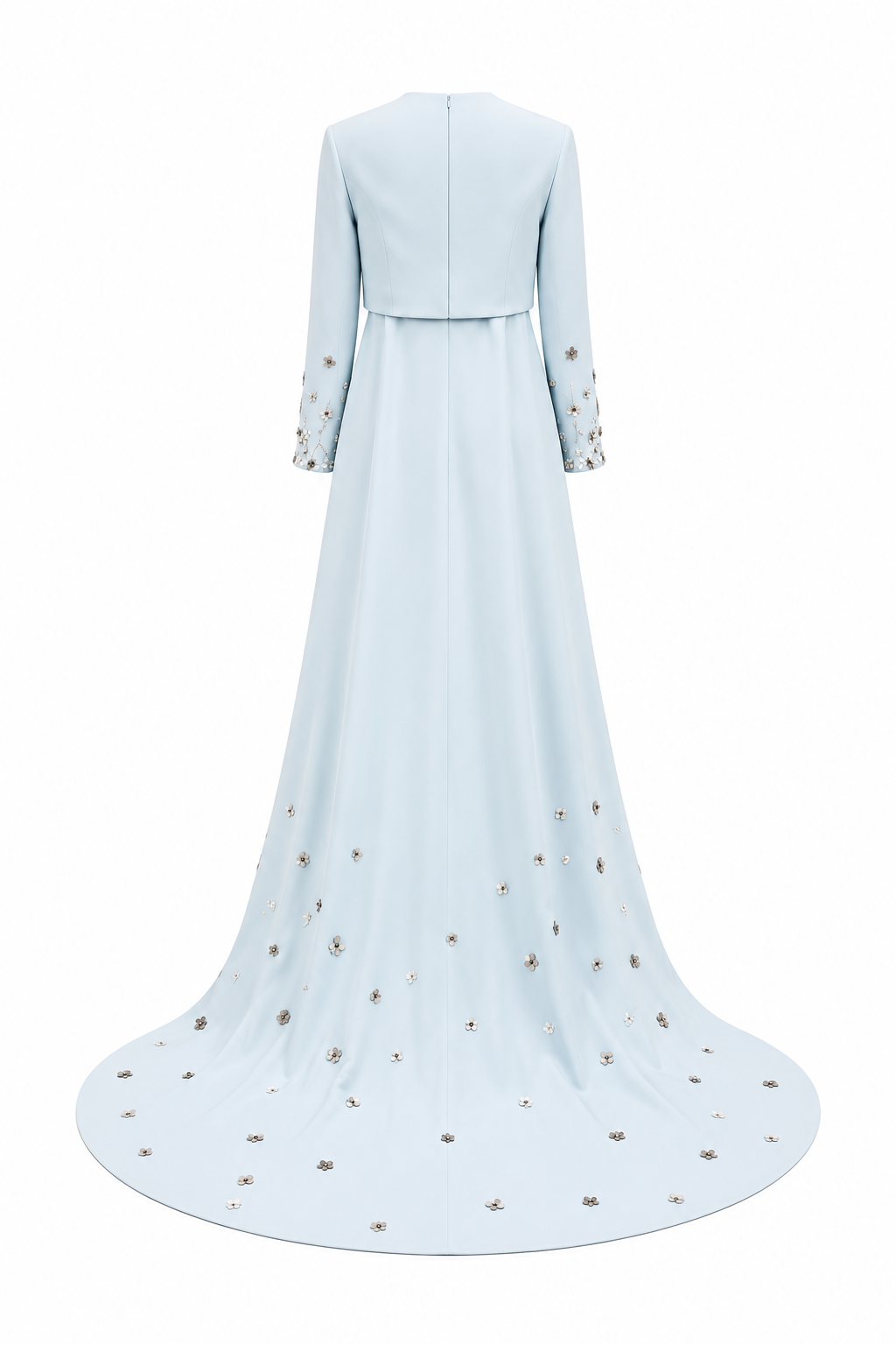 Embellished Waist Cape Gown - Ruby