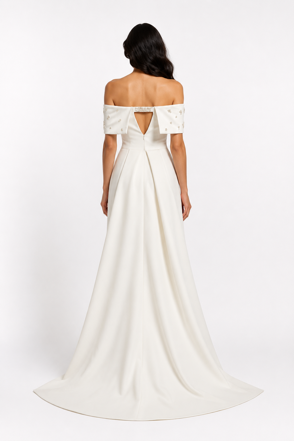 Ivory Off-Shoulder Cape Mermaid Gown – Aurora