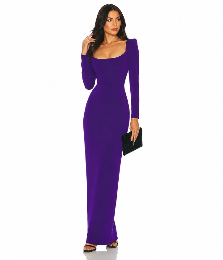 Square-Neck Column Gown – Amethyst