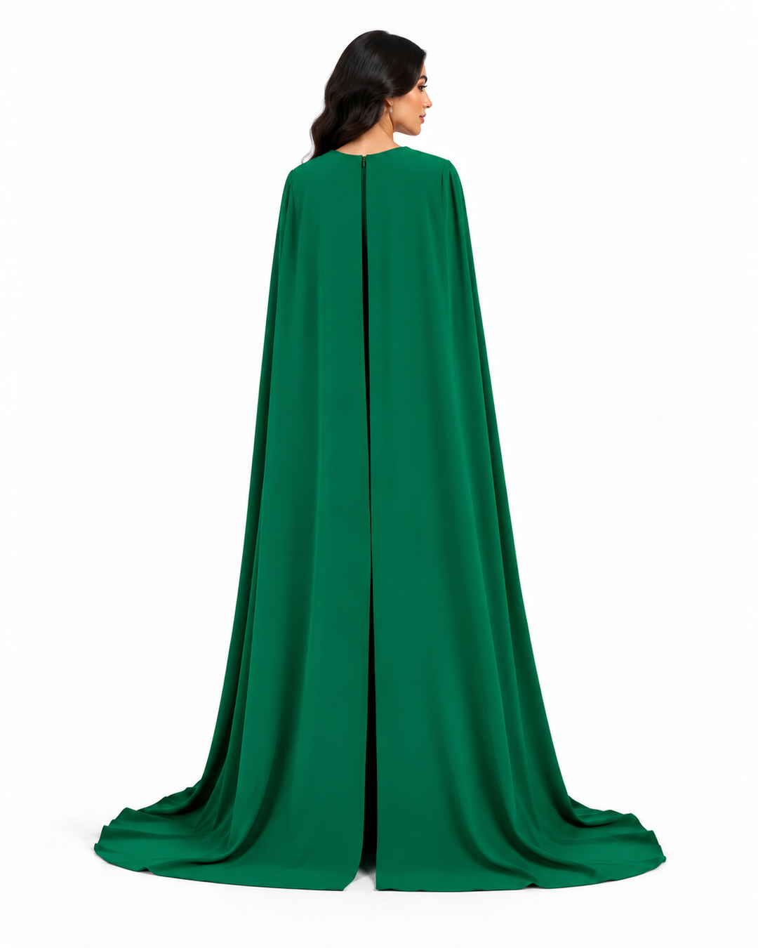 Emerald Cape Gown with Crystal Square - Neckline