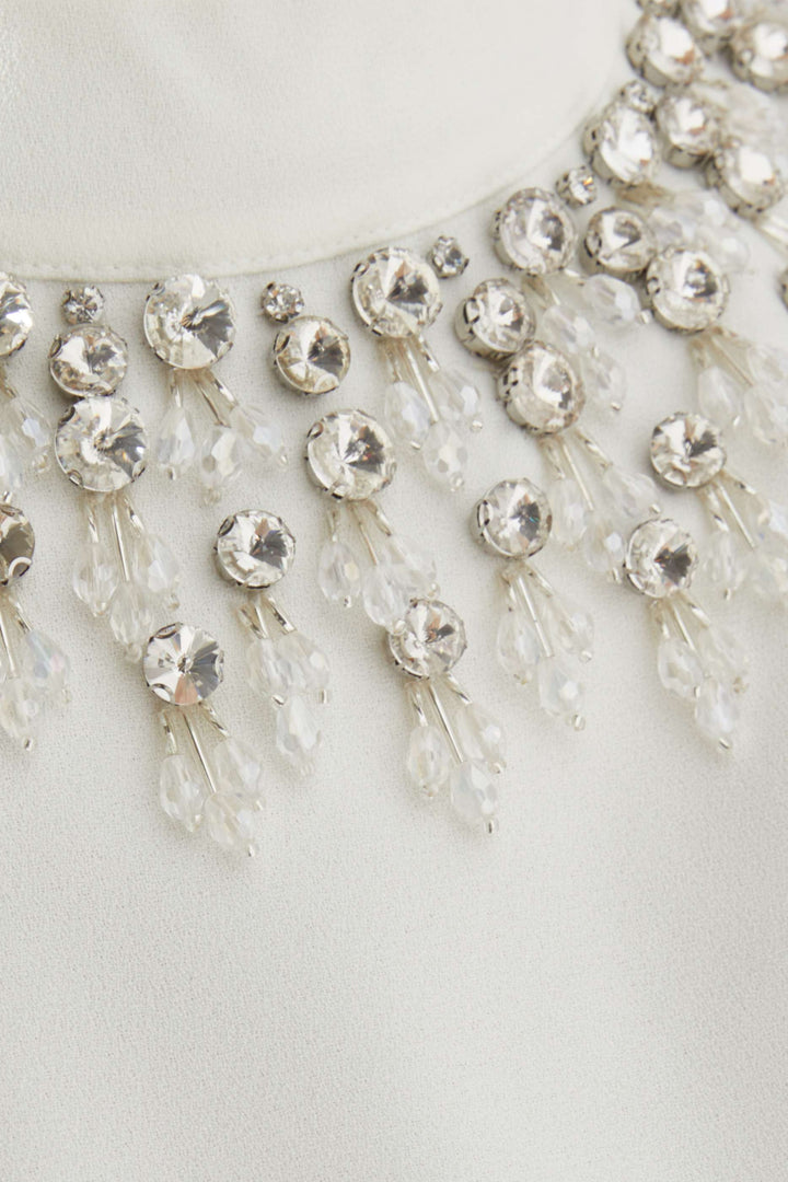 embellished high-neck A-line gown – CELESTE