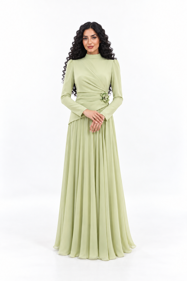 Draped Waist Pleated Evening - Seraphine
