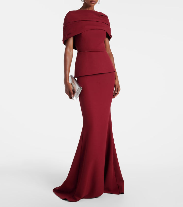 Off-shoulder layered mermaid gown – GARNET