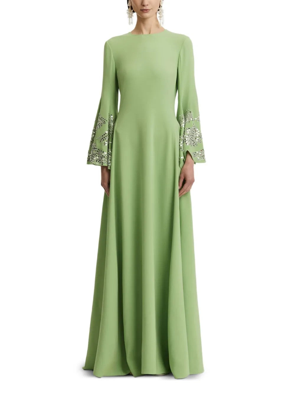 long-sleeve gown with embellished flared cuffs – LARINE