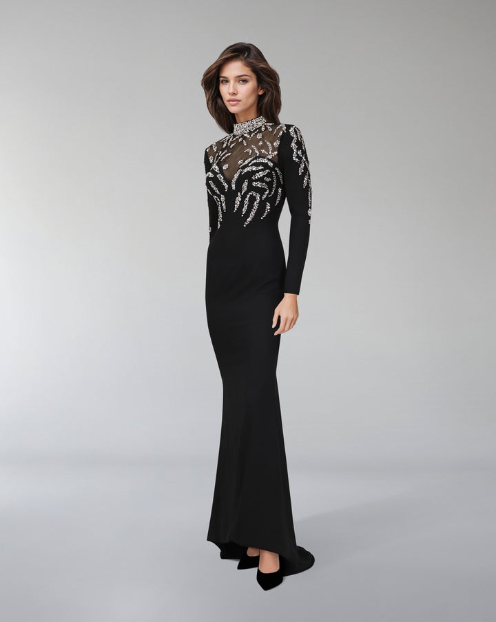 Sequined column dress with sweetheart neckline