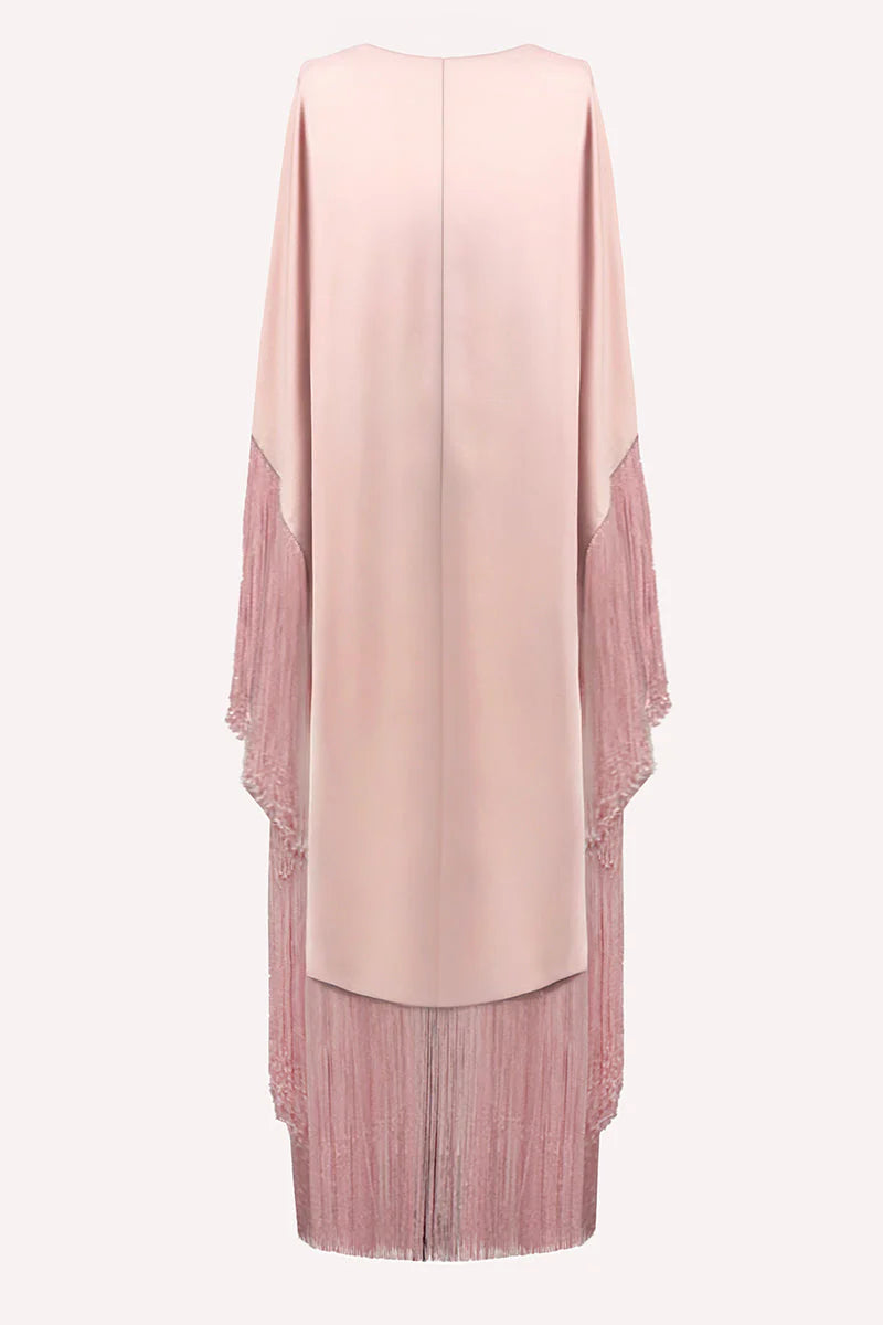 pleated fringe kaftan set with crystal buttons – MISTYE